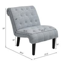 Thumbnail for Cotton Linen Fabric Armless Accent Chair with Adjustable Foot Pads - Gallery View 4 of 12