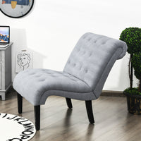 Thumbnail for Cotton Linen Fabric Armless Accent Chair with Adjustable Foot Pads - Gallery View 1 of 12