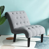 Thumbnail for Cotton Linen Fabric Armless Accent Chair with Adjustable Foot Pads - Gallery View 6 of 12