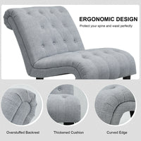 Thumbnail for Cotton Linen Fabric Armless Accent Chair with Adjustable Foot Pads - Gallery View 10 of 12