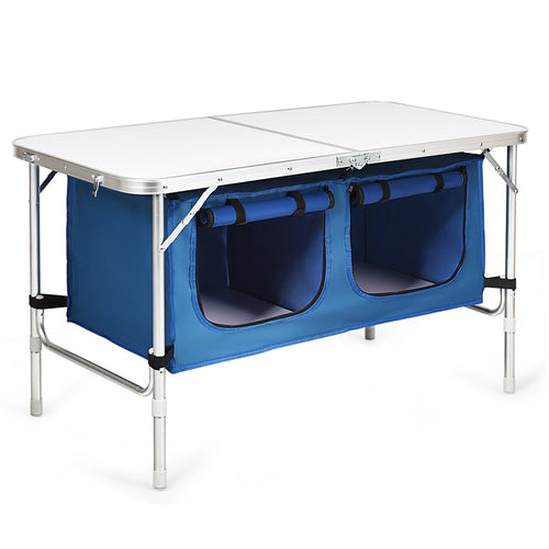 Height Adjustable Folding Camping  Table, Blue