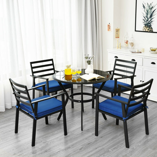 5 Pieces Outdoor Patio Dining Chair Table Set with Cushions - Gallery Canada