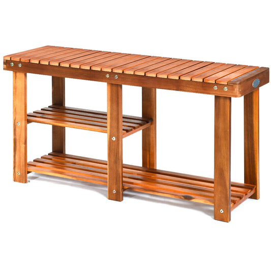 3-Tier Wooden Shoe Organizer With Seat, Natural Shoe Racks & Storage Benches Natural at Gallery Canada