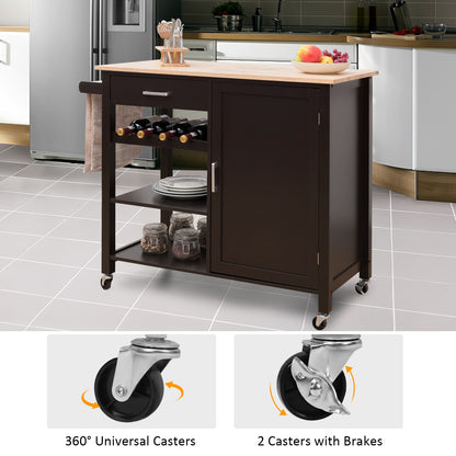 Kitchen Island Cart Rolling Serving Cart Wood Trolley, Brown Kitchen Islands & Carts at Gallery Canada