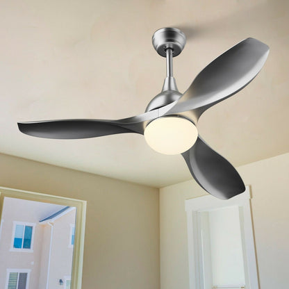 Modern 48 Inch Ceiling Fan with Dimmable LED Light and Remote Control Reversible Blades, Silver - Gallery Canada