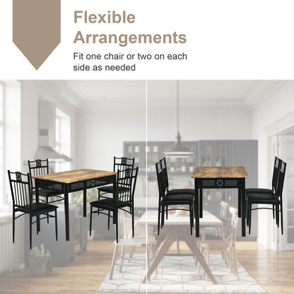 5 Pcs Dining Set Wood Metal Table and 4 Chairs with Cushions, Black Dining Room Sets at Gallery Canada