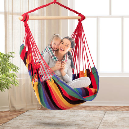4 Color Deluxe Hammock Rope Chair Porch Yard Tree Hanging Air Swing Outdoor, Red - Gallery Canada