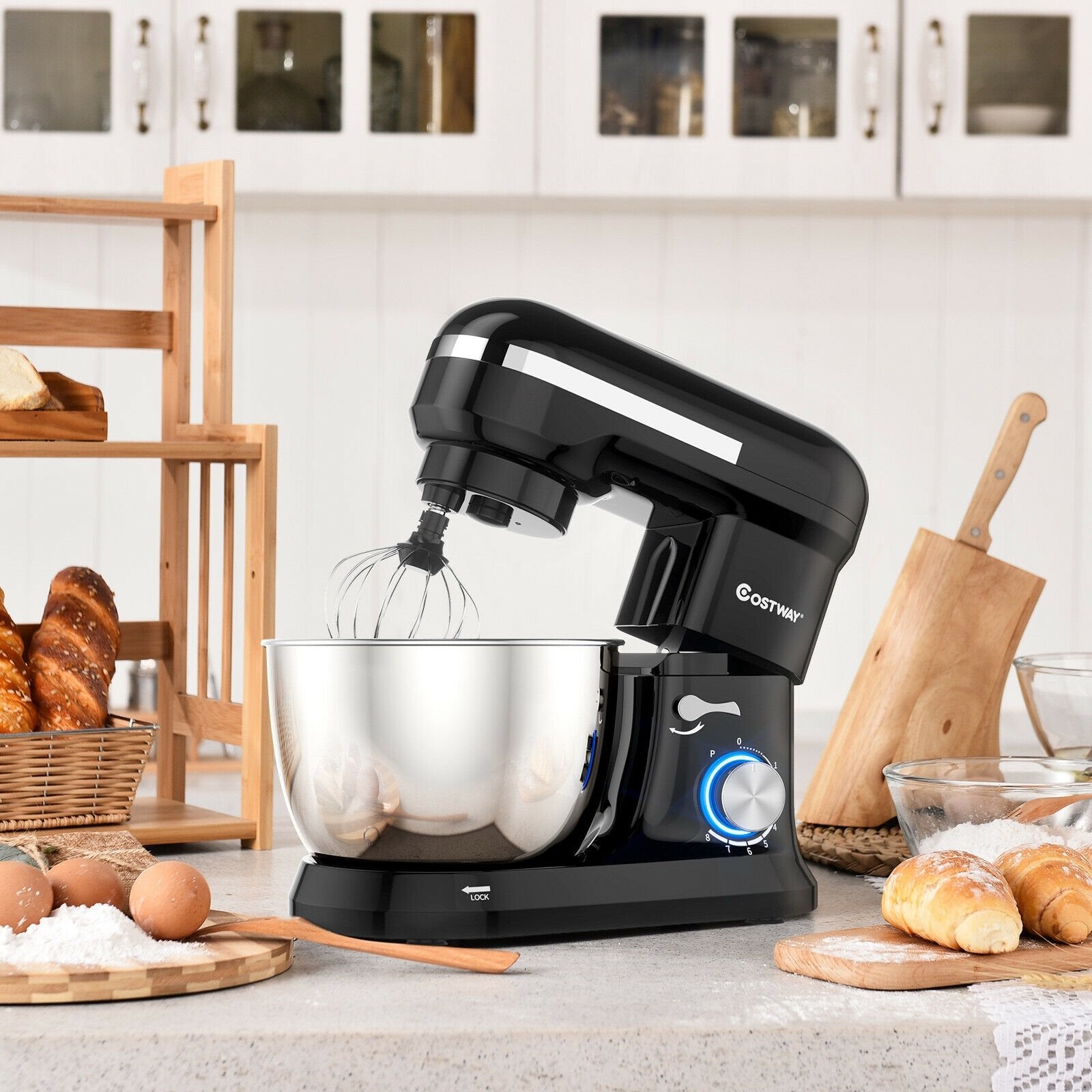 4.8 Qt 8-speed Electric Food Mixer with Dough Hook Beater, Black at Gallery Canada