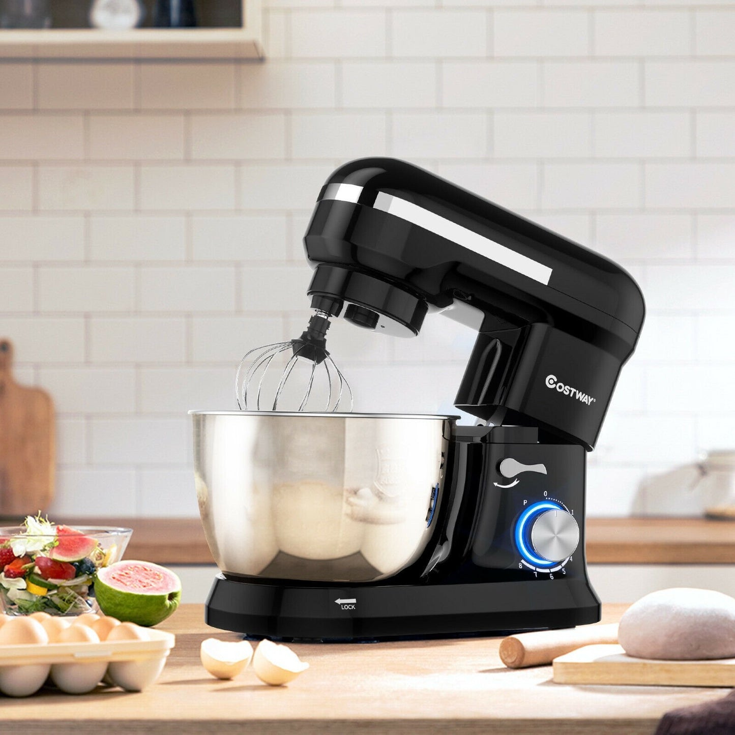 4.8 Qt 8-speed Electric Food Mixer with Dough Hook Beater, Black at Gallery Canada
