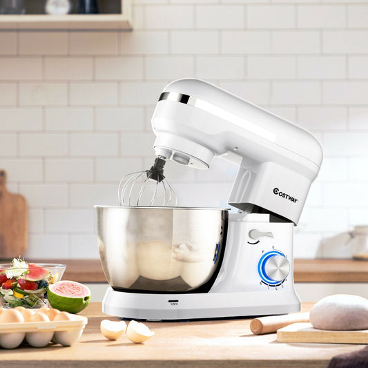 4.8 Qt 8-speed Electric Food Mixer with Dough Hook Beater, White - Gallery Canada