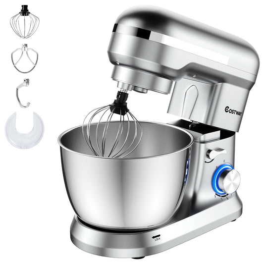 4.8 Qt 8-speed Electric Food Mixer with Dough Hook Beater, Silver - Gallery Canada