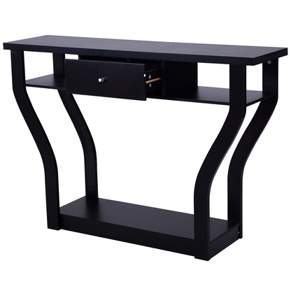 Modern Sofa Accent Table with Drawer, Black - Gallery Canada