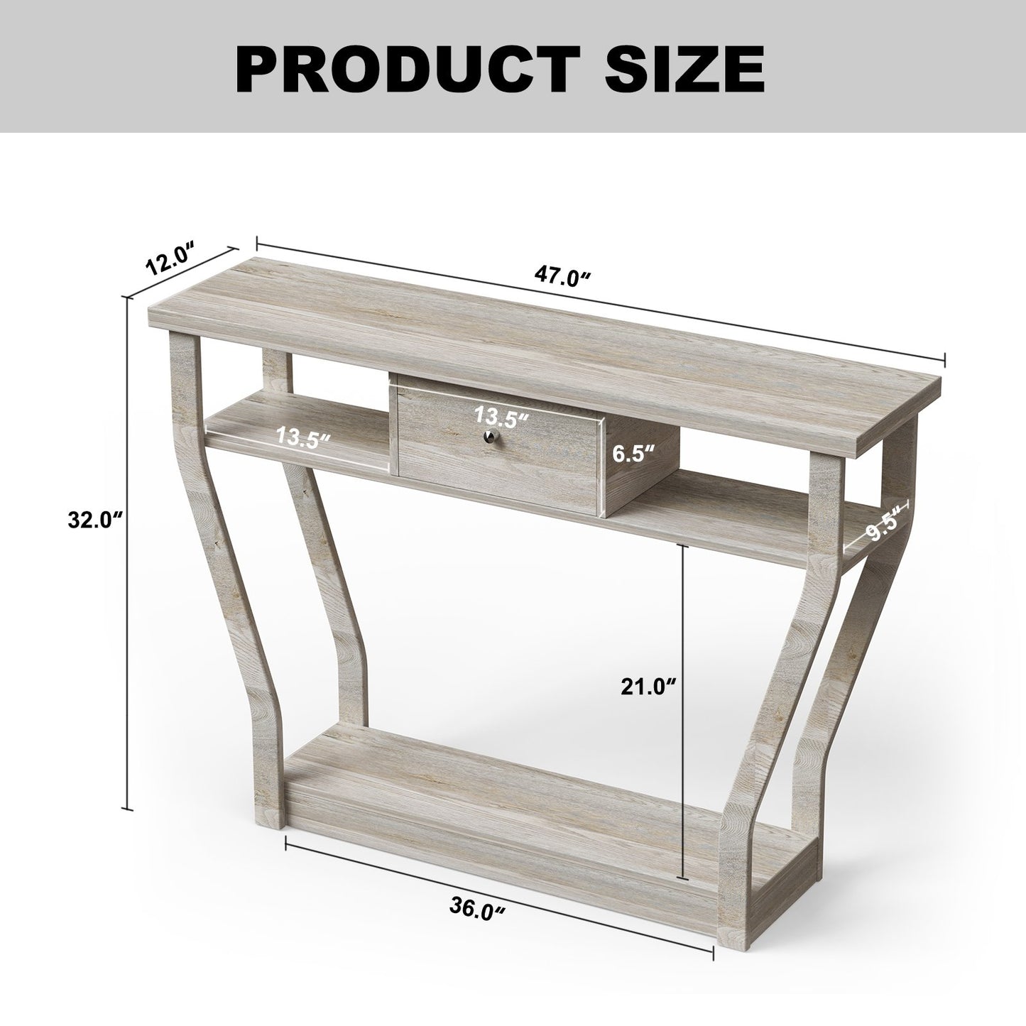 Modern Sofa Accent Table with Drawer, Gray - Gallery Canada