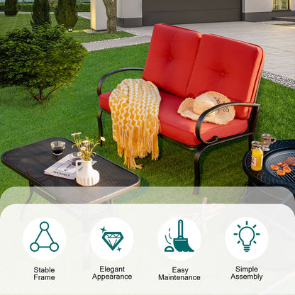 2 Pieces Patio Outdoor Cushioned Coffee Table Seat, Red Patio Conversation Sets at Gallery Canada