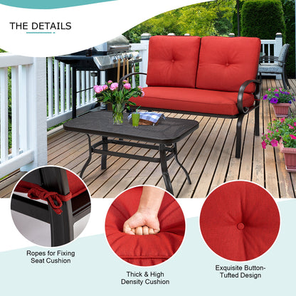 2 Pieces Patio Outdoor Cushioned Coffee Table Seat, Red Patio Conversation Sets at Gallery Canada