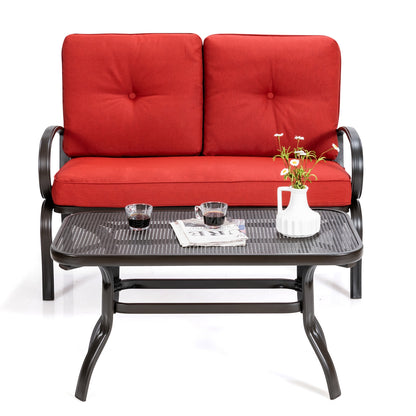 2 Pieces Patio Outdoor Cushioned Coffee Table Seat, Red Patio Conversation Sets at Gallery Canada