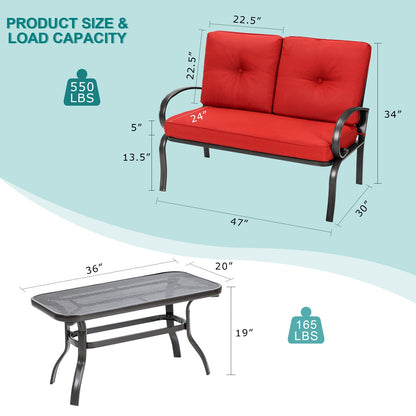 2 Pieces Patio Outdoor Cushioned Coffee Table Seat, Red Patio Conversation Sets at Gallery Canada
