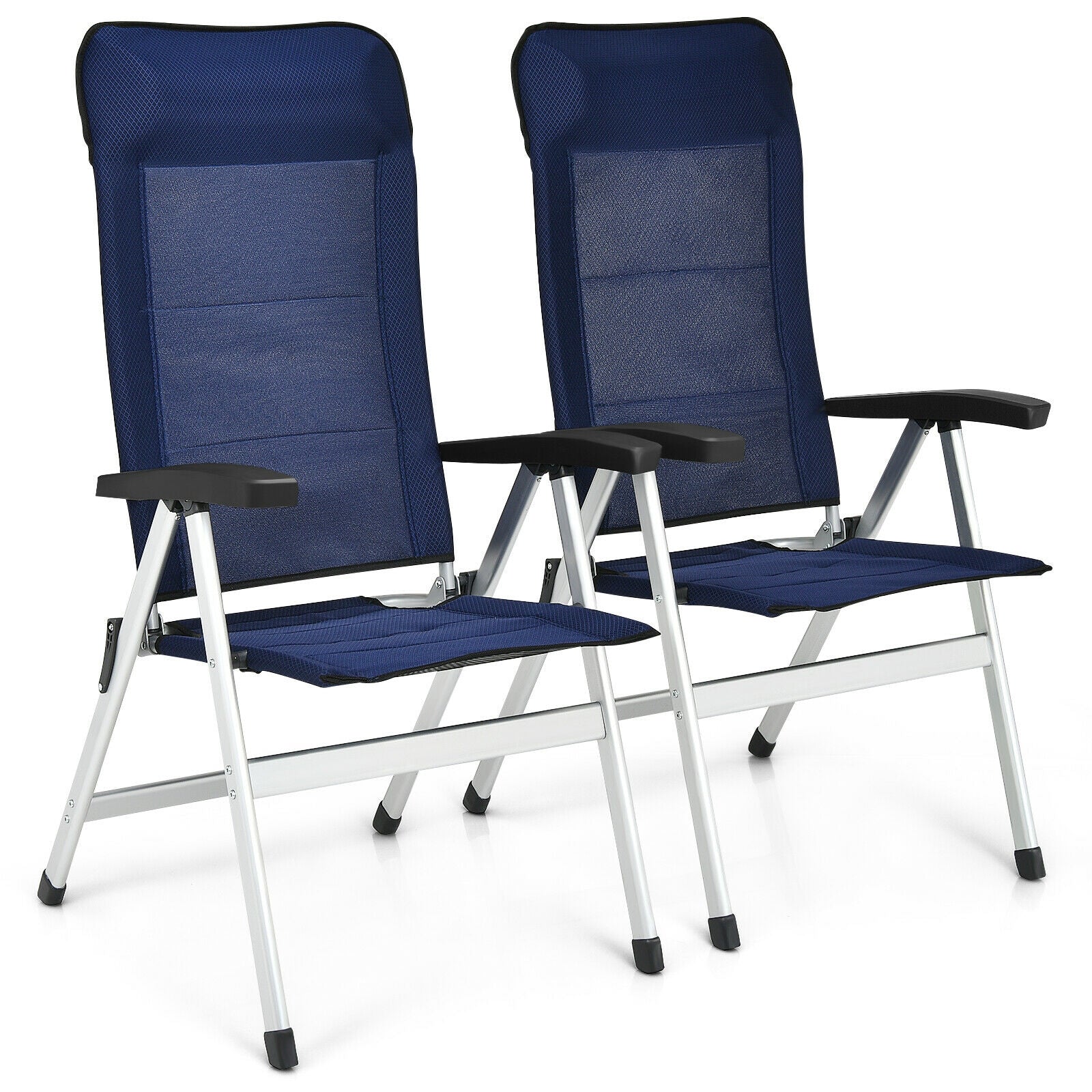 2Pcs Patio Dining Chair with Adjust Portable Headrest, Blue Patio Dining Chairs at Gallery Canada