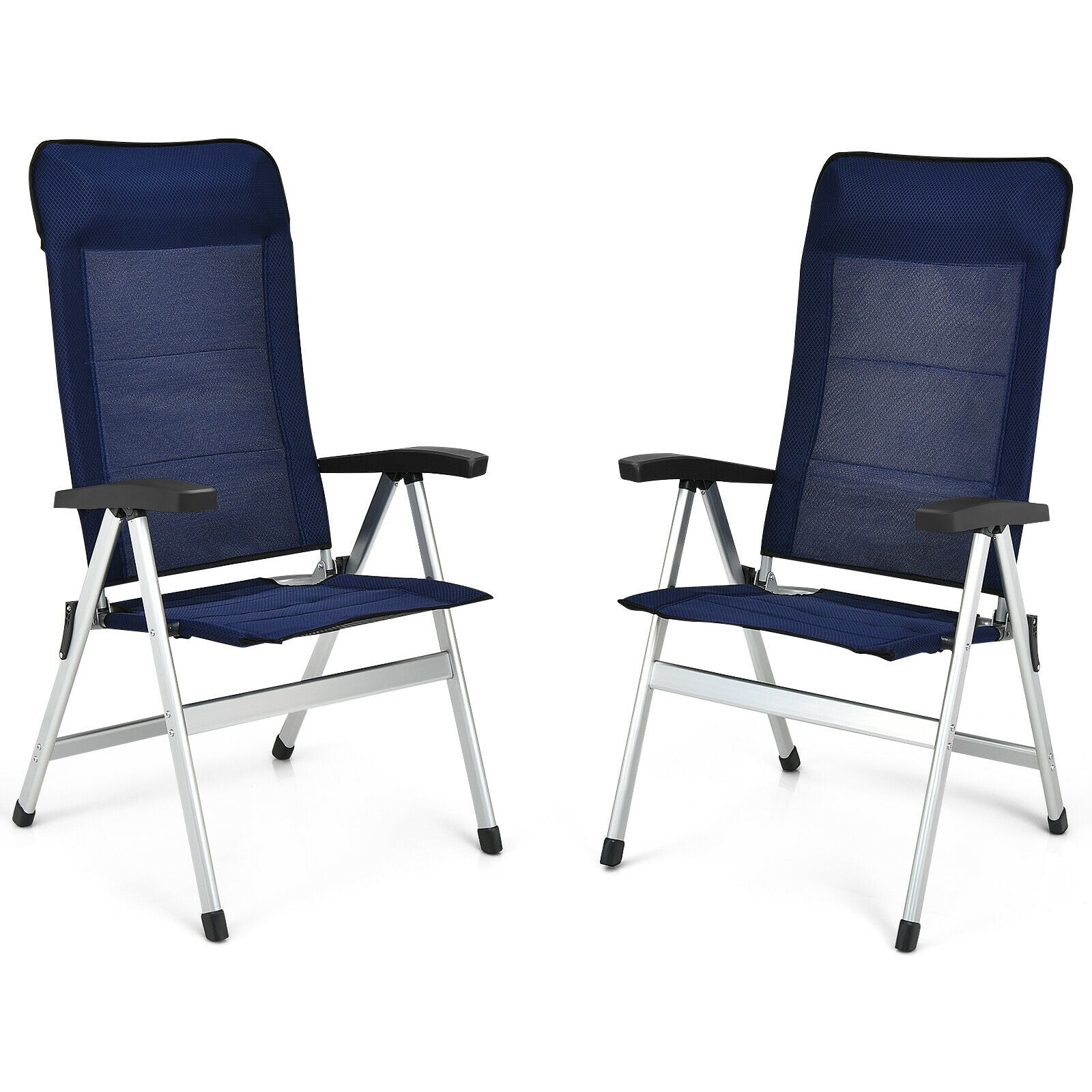 2Pcs Patio Dining Chair with Adjust Portable Headrest, Blue Patio Dining Chairs at Gallery Canada