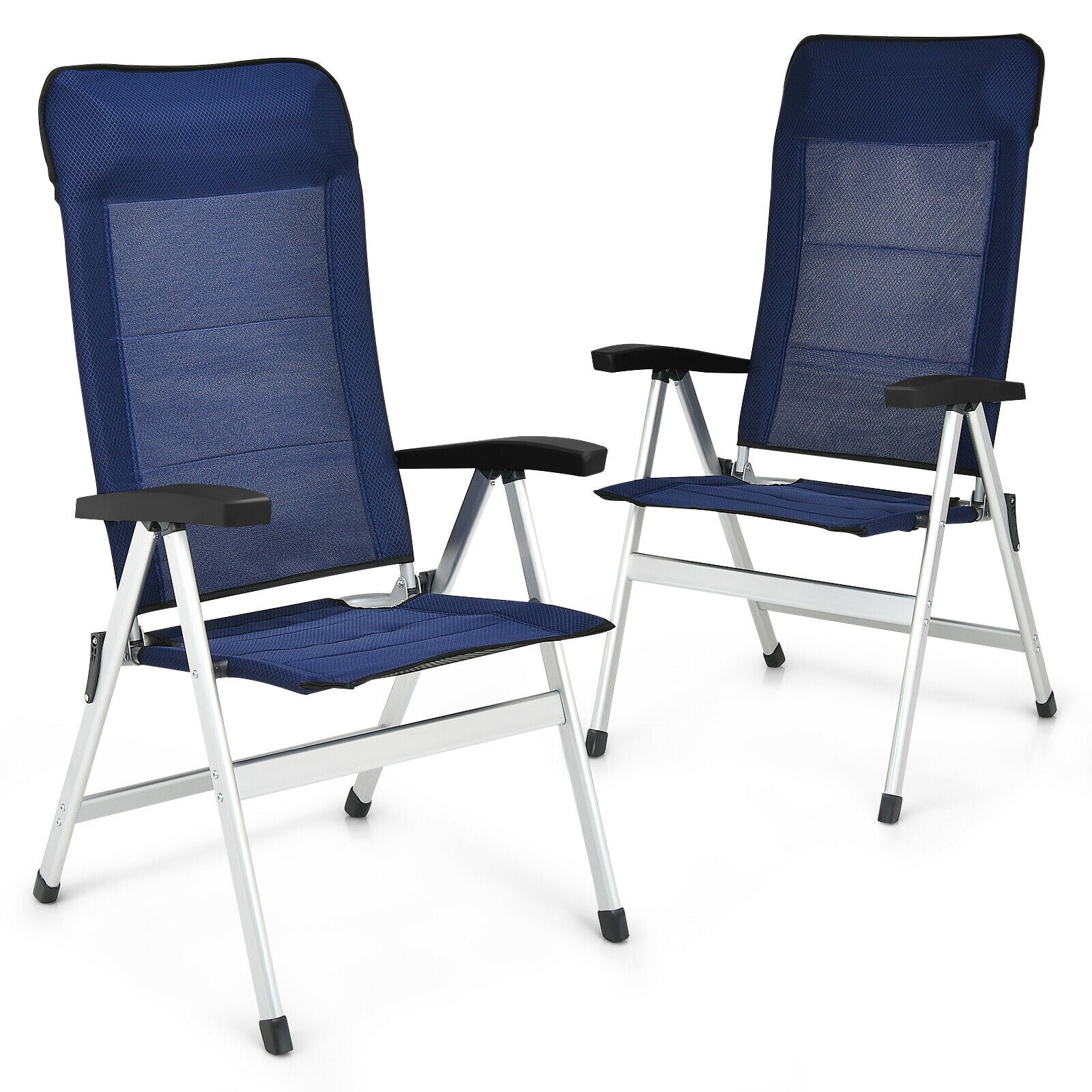 2Pcs Patio Dining Chair with Adjust Portable Headrest, Blue Patio Dining Chairs at Gallery Canada