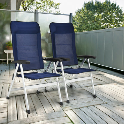 2Pcs Patio Dining Chair with Adjust Portable Headrest, Blue Patio Dining Chairs at Gallery Canada