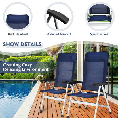 2Pcs Patio Dining Chair with Adjust Portable Headrest, Blue Patio Dining Chairs at Gallery Canada
