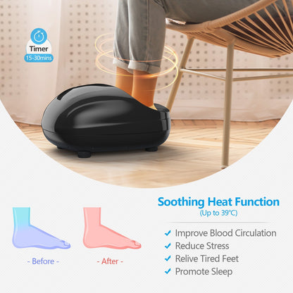 Shiatsu Foot Massager with Heat Kneading Rolling Scraping Air Compression, Black - Gallery Canada
