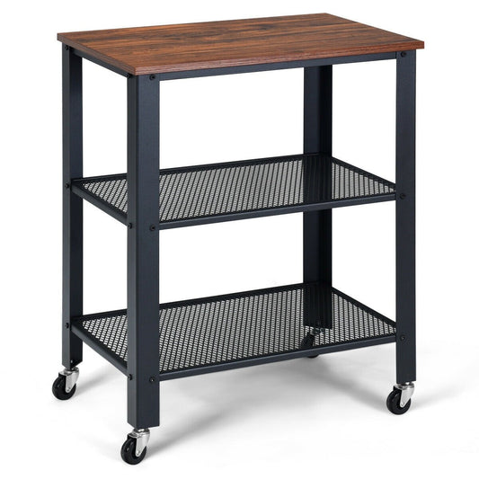3-Tier Kitchen Utility  Industrial Cart with Storage, Brown - Gallery Canada