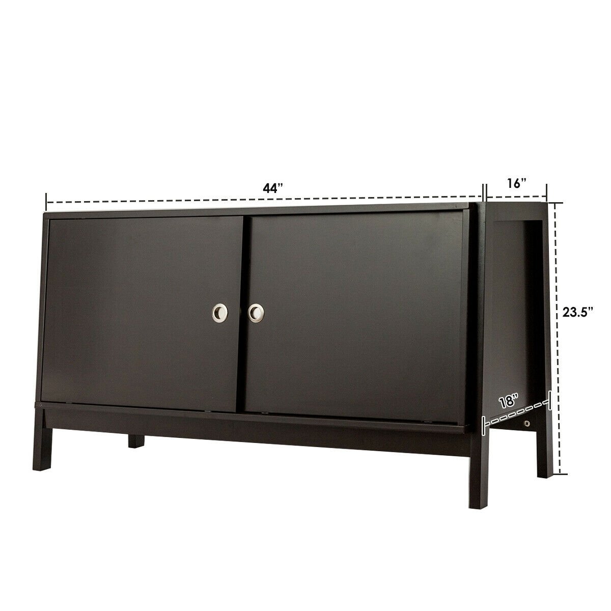 TV Stand Modern Entertainment Cabinet with Sliding Doors, Dark Brown - Gallery Canada