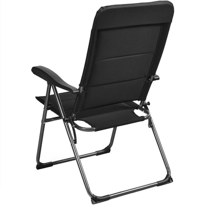 Set of 4 Patio Folding Chairs with Adjustable Backrest, Black Patio Dining Chairs at Gallery Canada