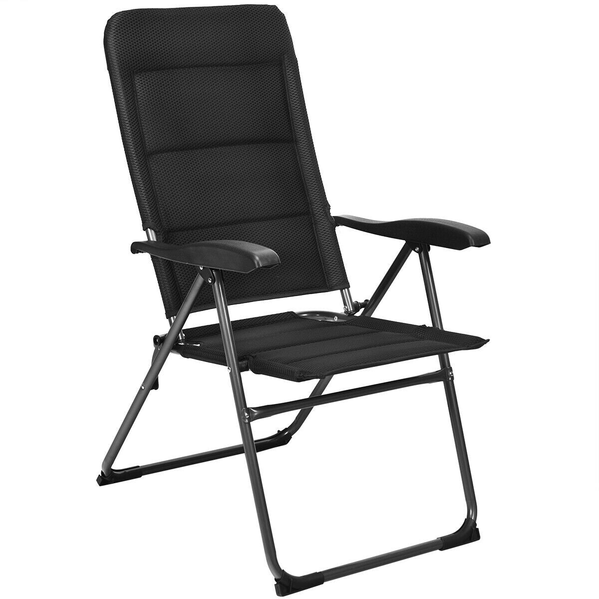Set of 4 Patio Folding Chairs with Adjustable Backrest, Black Patio Dining Chairs at Gallery Canada