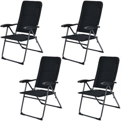 Set of 4 Patio Folding Chairs with Adjustable Backrest, Black Patio Dining Chairs Black at Gallery Canada
