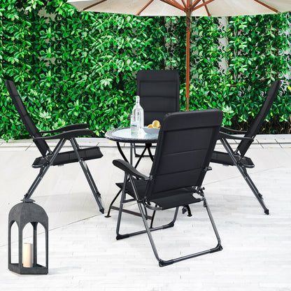 Set of 4 Patio Folding Chairs with Adjustable Backrest, Black Patio Dining Chairs at Gallery Canada