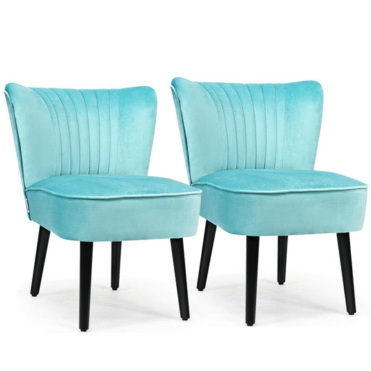 Set of 2 Armless Upholstered Leisure Accent Chair, Turquoise - Gallery Canada