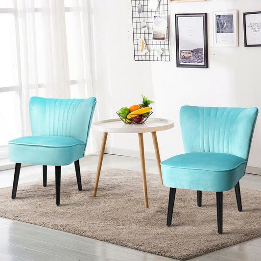 Set of 2 Armless Upholstered Leisure Accent Chair, Turquoise - Gallery Canada
