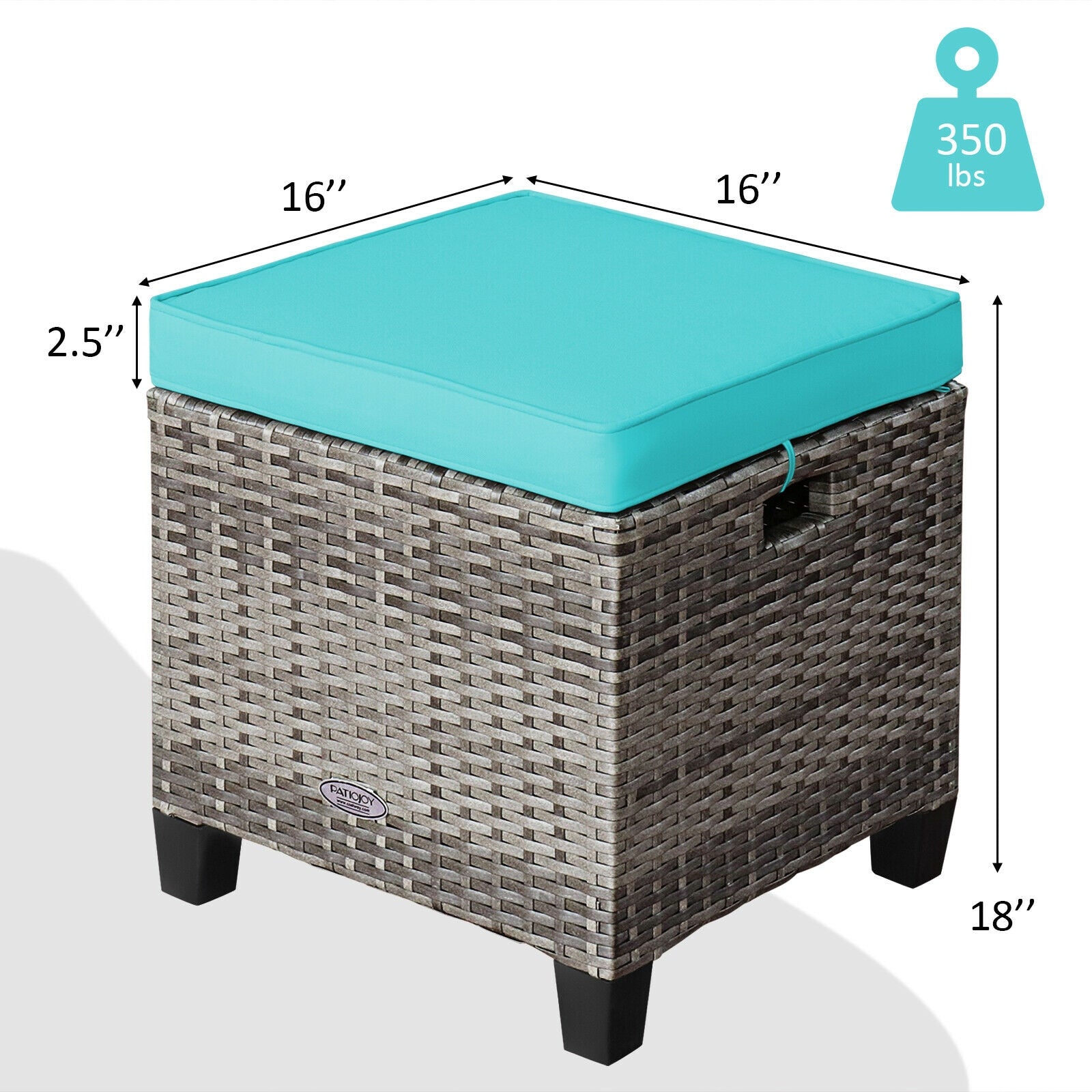 2PCS Patio Rattan Wicker Ottoman Seat with Removable Cushions, Turquoise Outdoor Seating & Patio Chairs at Gallery Canada