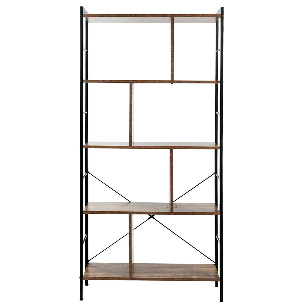 4-Tier Industrial Bookshelf Floor Standing Storage Rack Large Storage, Brown Bookcases at Gallery Canada