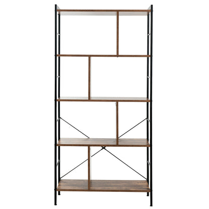 4-Tier Industrial Bookshelf Floor Standing Storage Rack Large Storage, Brown Bookcases at Gallery Canada