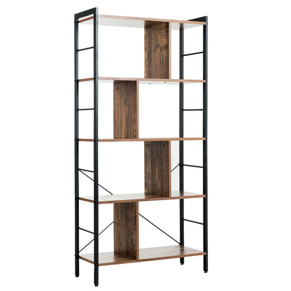 4-Tier Industrial Bookshelf Floor Standing Storage Rack Large Storage, Brown Bookcases Brown at Gallery Canada