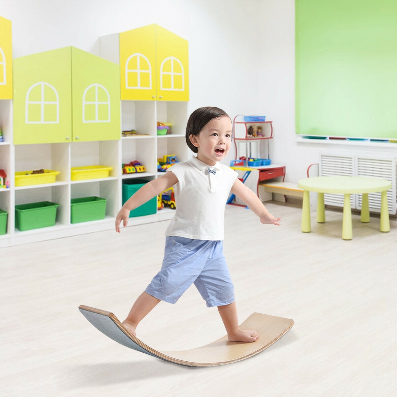 Wooden Wobble Balance Board Kids with Felt Layer, Natural at Gallery Canada