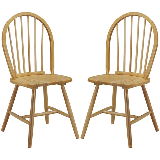 Vintage Windsor Wood Chair Set, Spindle Back, Natural Dining Chairs Natural at Gallery Canada