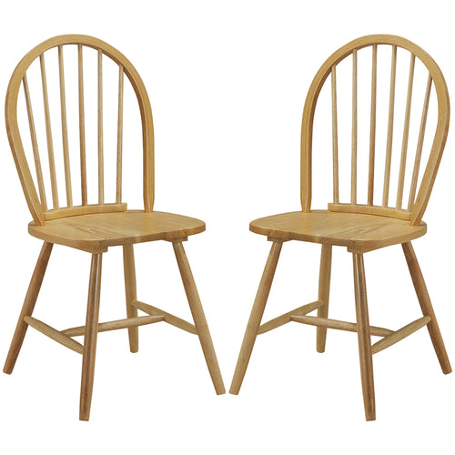Vintage Windsor Wood Chair Set, Spindle Back, Natural