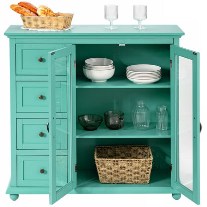 Buffet Sideboard Table Kitchen Storage Cabinet with Drawers and Doors, Green Sideboards Cabinets & Buffets at Gallery Canada