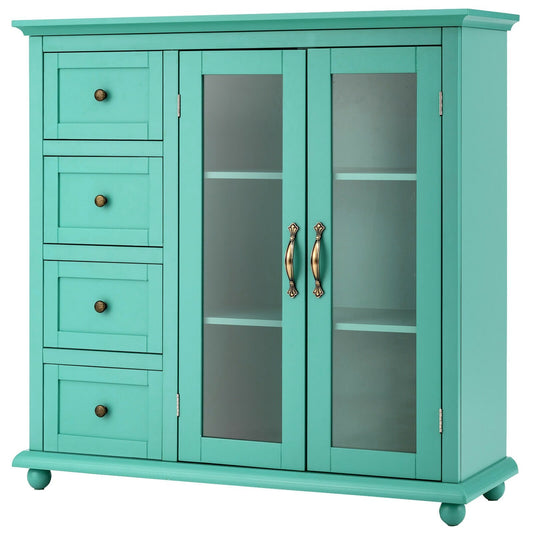 Buffet Sideboard Table Kitchen Storage Cabinet with Drawers and Doors, Green - Gallery Canada