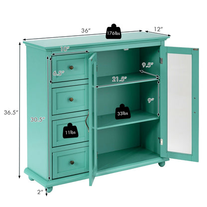 Buffet Sideboard Table Kitchen Storage Cabinet with Drawers and Doors, Green Sideboards Cabinets & Buffets at Gallery Canada