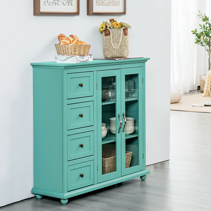 Buffet Sideboard Table Kitchen Storage Cabinet with Drawers and Doors, Green Sideboards Cabinets & Buffets at Gallery Canada