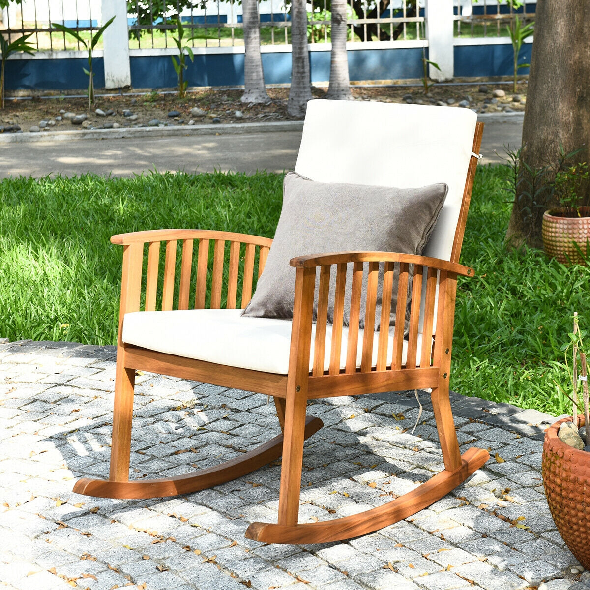 Outdoor Acacia Garden Wood Rocking Chair, Natural Patio Rocking Chairs & Gliders at Gallery Canada
