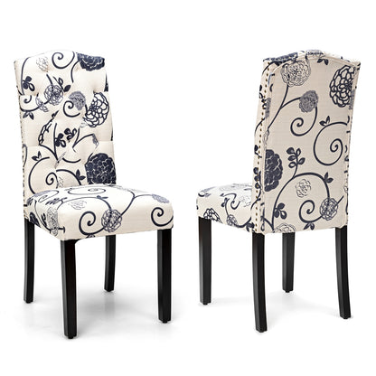 Set Of 2 Tufted Upholstered Dining Chairs, Black And White Dining Chairs at Gallery Canada