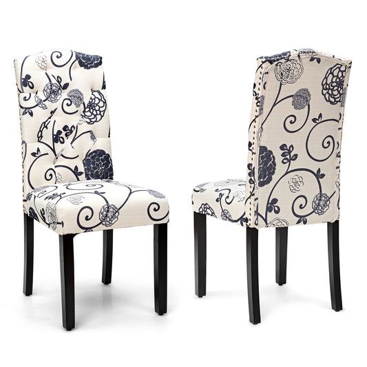 Set Of 2 Tufted Upholstered Dining Chairs, Black And White Dining Chairs Black & White at Gallery Canada