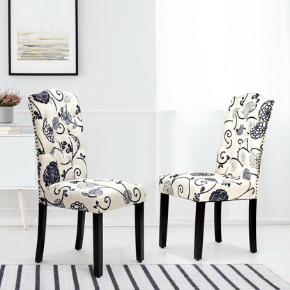 Set Of 2 Tufted Upholstered Dining Chairs, Black And White Dining Chairs at Gallery Canada